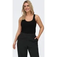 ONLY CARMAKOMA Trägertop CARSARA SHARAI LACE TANK TOP JRS NOOS mit Spitze am Ausschnitt und leicht gewelltem Saum