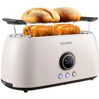 STEINBORG Toaster SB-2214, 2 lange Schlitze, für 4 Scheiben, 1500 W, Edelstahl Gehäuse,Brötchenaufsatz,Krümelschublade,LED Display