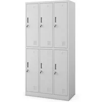 Jan Nowak Mehrzweckschrank Metall Kleiderspind 90 cm IGOR 6 Fächer abschließbar Stahl (Umkleideschrank BHP Arbeitsraum Fitness Kosmetik Sozialraum, 0,6 mm 185 x 90 x 45 cm Wandmontage Kleiderstange 10 kg 49 kg) Lüftungsschlitze Namensschildhalter Zyl