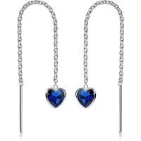 Materia Paar Ohrhänger Damen Silber Herz Zirkonia Dunkelblau filigran SO-480, 925 Sterling Silber