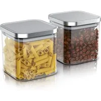 Arendo Aufbewahrungsbecher Glasbehälter-Set 2x 0,8 L, Borosilikatglas mit Edelstahldeckel, Borosilikatglas, Edelstahl, Silikon, (Vorratsbehälter-Set, 2-tlg., 2er Set), Hitzebeständig, umweltfreundlich, langlebig, mikrowellengeeignet