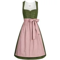 Nübler Dirndl Midi Dirndl Thea in Oliv von Nübler - Rocklänge 70 cm (Dirndl Set midi THEA, Dirndl Kleid mit Schürze) .
