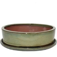 Exotenherz Pflanzschale Bonsai-Schale mit Unterteller Gr. 4 Oliv-Braun oval Modell O1 L 25cm (1 St)