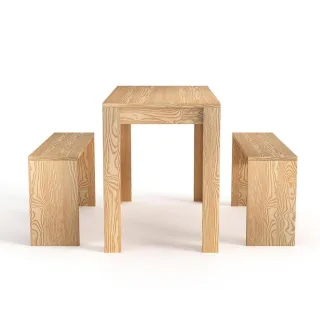 Livingandhome Essentisch-Bänken, Natur, Holzwerkstoff, 4-Sitzer, Rechteckig,Rechteckig, 110x72x55 cm, Esszimmer, Barmöbel, Barschränke & Theken