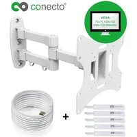 conecto TV-Wandhalterung TV Wandhalter für LCD LED Fernseher & Monitor, (bis 42 Zoll, inklusive HDMI-Kabel und Klett-Kabelbinder, schwenkbar, neigbar, ausziehbar)