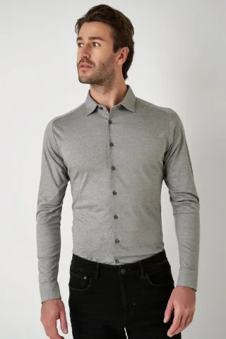 DESOTO - Casual Kent 1/1 light grey piqué - Gr. - L