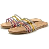 LASCANA Mule, Sandale, offener Schuh, Sommerschuh, Pantolette mit Lederanteil & Strasssteinchen