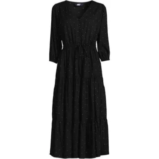 Midikleid mit Stufenrock für Damen, Damen, size: regular, Schwarz, by Lands' End