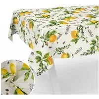 ANRO Tischdecke mit Tee und Kaffee aus Textil Tischtuch mit Beschichtung Tischwäsche (Einzelstück 1-tlg), auch als Gartentischdecke - mit Schutzschicht