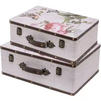 HMF Aufbewahrungsbox Handgefertigter Vintage Koffer aus Holz, Deko Koffer (versch. Größen), Geschenkkoffer im Rosen Design