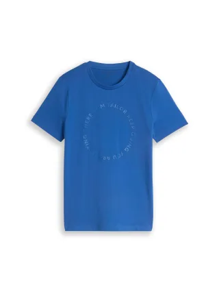 tom tailor kids - Basic T-Shirt mit Print soft sapphire blue - Gr. - 164
