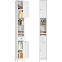 VASAGLE Badkommode Badezimmerschrank Badschrank, hoch, schmaler Aufbewahrungsschrank, mit verstellbaren Ablagen, Schublade, offenen Fächern