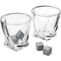 The Source Whiskyglas Verdrehte Whiskey Gläser im 2er-Set mit Eissteinen