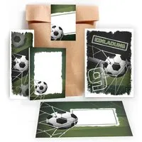 LIMONIA Einladungskarten Fußball zum 9. Geburtstag Einladungen Karten mit Umschlägen Mitgebsel, Mitbringsel Set Fussball Gastgeschenke zum neunten Kindergeburtstag