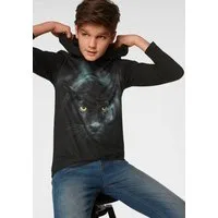 KIDSWORLD Kapuzenshirt PANTHER - Fotodruck Langarm, Basic-Passform, mit peppigem Druck, aus Baumwolle