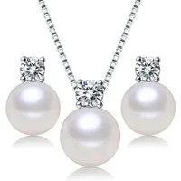 ROUGEMONT Perlenketten-Set Zauberhaftes Süßwasserperlen Schmuckset Perlenkette 925 Silber (Perlenhalsket und Ohrringe), Echtschmuck