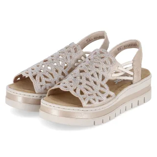 Rieker Plateau-Sandalen  Beige - Gr. 39 -  Textil und Synthetik