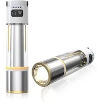 Quntis LED Taschenlampe mit starkem licht, campinglampe, taschenlampe mit akku, Camping Licht (2-St), Handlampe mit 5 Lichtmodi, 2400mAh Akku, kompakt & tragbar