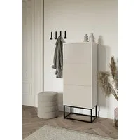 Selsey Schuhschrank VELDIO 3 Klappen mit geriffelten Fronten, schwarzes Metallgestell, 50 cm