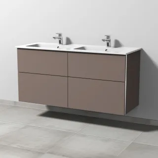 Sanipa 3way Waschtischunterbau zu Duravit ME by Starck Waschtisch mit 4 Auszügen, Taupe-Matt BP7281T