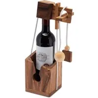 LOGOPLAY Flaschenhalter Flaschen-Tresor, (1-St), Flaschen-Tresor Holz Geschenkverpackung mit Knobelspiel