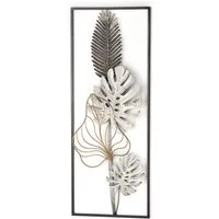 Kobolo Wandbild Metallbild Wanddekoration MONSTERA - schwarz gold Wanddekos Wohnzimmer, Pflanzen, im Used Look
