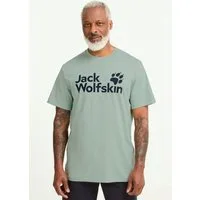Jack Wolfskin T-Shirt BRAND T M T-Shirt aus Bio-Baumwolle, hoher Tragekomfort, großer Logo-Aufdruck