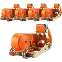 TRUTZHOLM Spanngurt Profi Ratschen Zurrgurt Spanngurte 2-tlg 8m 4t 4000kg TÜV/GS ORANGE (Spar-Set, 5er Set) reißfest