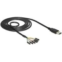 USB 2.0 Konverter, USB-A Stecker > Seriell TTL 6 Pin Header Buchse einzeln schwarz, 1,8 Meter