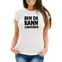 MoonWorks Print-Shirt Damen Fun T-Shirt mit Spruch Bin da kann losgehen Slim Fit mit Print