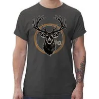 Shirtracer T-Shirt Cooler Hirsch Hirschgeweih Jäger Mode für Oktoberfest Herren