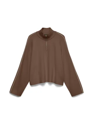 VERO MODA - VMSABA LS HIGHNECK ZIPPER PULLOVER NOOS Cocoa Brown - Gr. - M