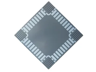 1x Lego Straßenplatte Kreuzung mit Zebrastreifen [100g 25.5x25.5x0.3cm 32x32 Noppen] grau