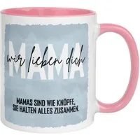Momentals Tasse Mama – „Wir lieben Dich“ – Beste Mama Geschenk Becher zum Geburtstag, Gratis Versand · Links-&Rechtshänder · Spülmaschinenfest