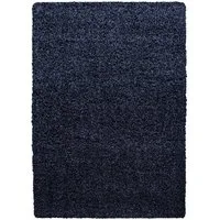 Teppium Teppich Unicolor - Einfarbig, Rechteckig, Höhe: 30 mm, Teppich Wohnzimmer Shaggy Einfarbig Marineblau Modern Flauschig Weiche