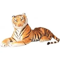Geschenkestadl Plüschfigur XXL Tiger Kuscheltier in braun oder weiss 110 cm liegend