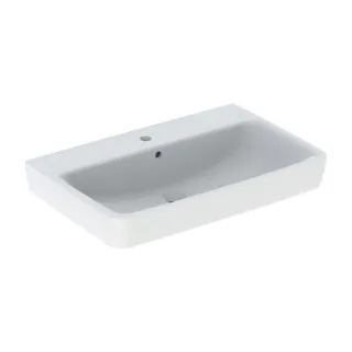 Geberit Renova Plan Aufsatz-Waschtisch 501725008 75x48cm, Hahnloch mittig, mit Überlauf, weiß KeraTect