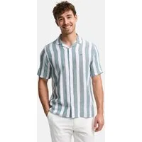 Indicode Kurzarmhemd Herren INBravida Herrenhemd Kurzarm aus einem leichtem Leinenmix, mit Button-Down-Kragen