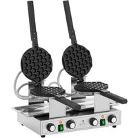 Royal Catering Waffeleisen Doppel Bubble Waffel 2 x 1400 W Timer 5 min Waffelmaschine rotierbar, 2800 W