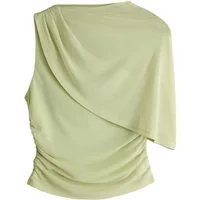 Next Kurzarmbluse Asymmetrisches Cape-Oberteil mit Mesh (1-tlg)