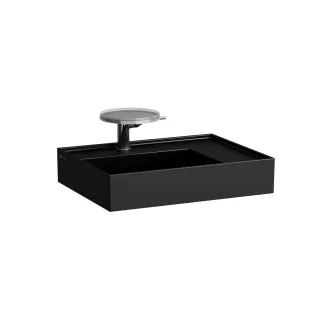 LAUFEN Waschtisch Kartell · LAUFEN 460x600x150, 2 Hahnloch, ohne Überlauf, Ablage rechts, schwarz m H8103347168151