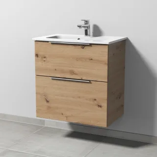 Sanipa 3way Waschtischunterbau zu Duravit ME by Starck Waschtisch mit 2 Auszügen, Eiche Natural-Touc UM72285