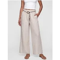 PEKIVESSA Leinenhose Wide-Leg Schlupfhose mit weitem Bein und Gürtel