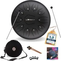 Sonodrum Steel Tongue Drum "Standard", D-Dur, 30 cm, 11 Zungen inkl. Liederbuch und Tragetasche