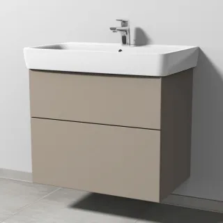 Sanipa 3way Waschtischunterbau zu Geberit Renova Plan Waschtisch mit 2 Auszügen, Sandgrau-Matt SF87867