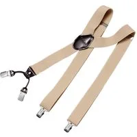 DonDon Hosenträger für Herren 3,5 cm breit 4 Clips mit braunem Leder längenverstellbar (1-St) Y-Form, verstellbar mit Clipverschluß, elastisch