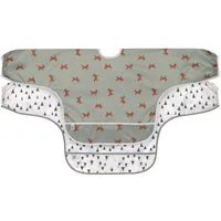 LÄSSIG Lätzchen Little Forest, Fuchs, (Set, 2-St), langärmelig, mit integriertem Auffangschutz, PETA-approved vegan
