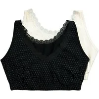 Ulla Popken Bustier Bustiers 2er-Pack Punkte/uni Spitze V-Ausschnitt