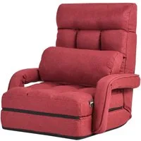 KOMFOTTEU Schlafsofa Klappsessel Bodenstuhl, mit Armlehnen und Kissen,aus Baumwolle
