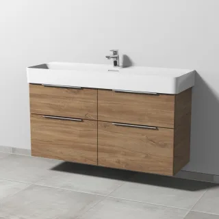 Sanipa 3way Waschtischunterbau zu Laufen VAL Waschtisch mit 4 Auszügen, Eiche-Kansas UM82559